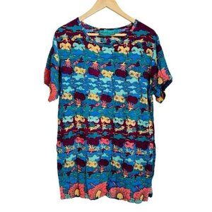 rainbow jo Hawaiian Print Dress Tropical Floral Size Medium